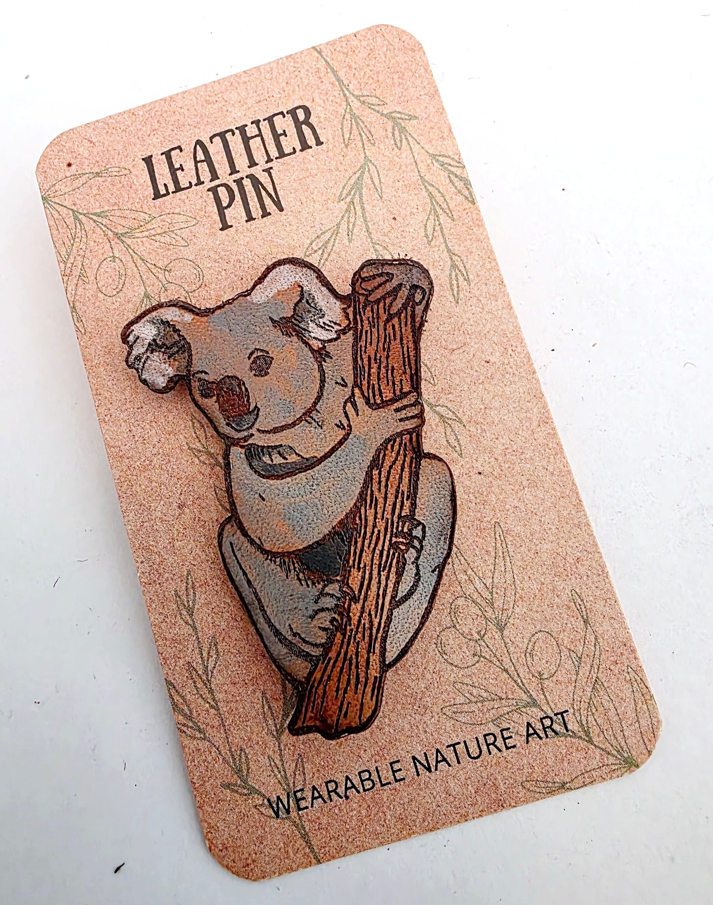 Koala Leather Nature Art Animal Pin