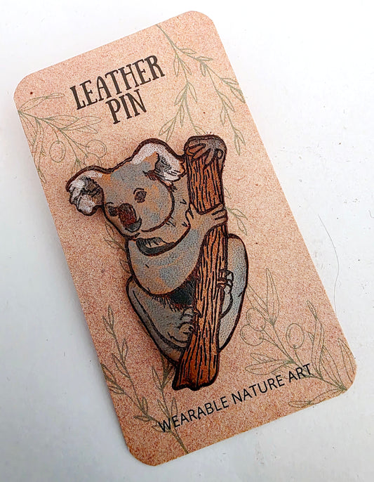 Koala Leather Nature Art Animal Pin
