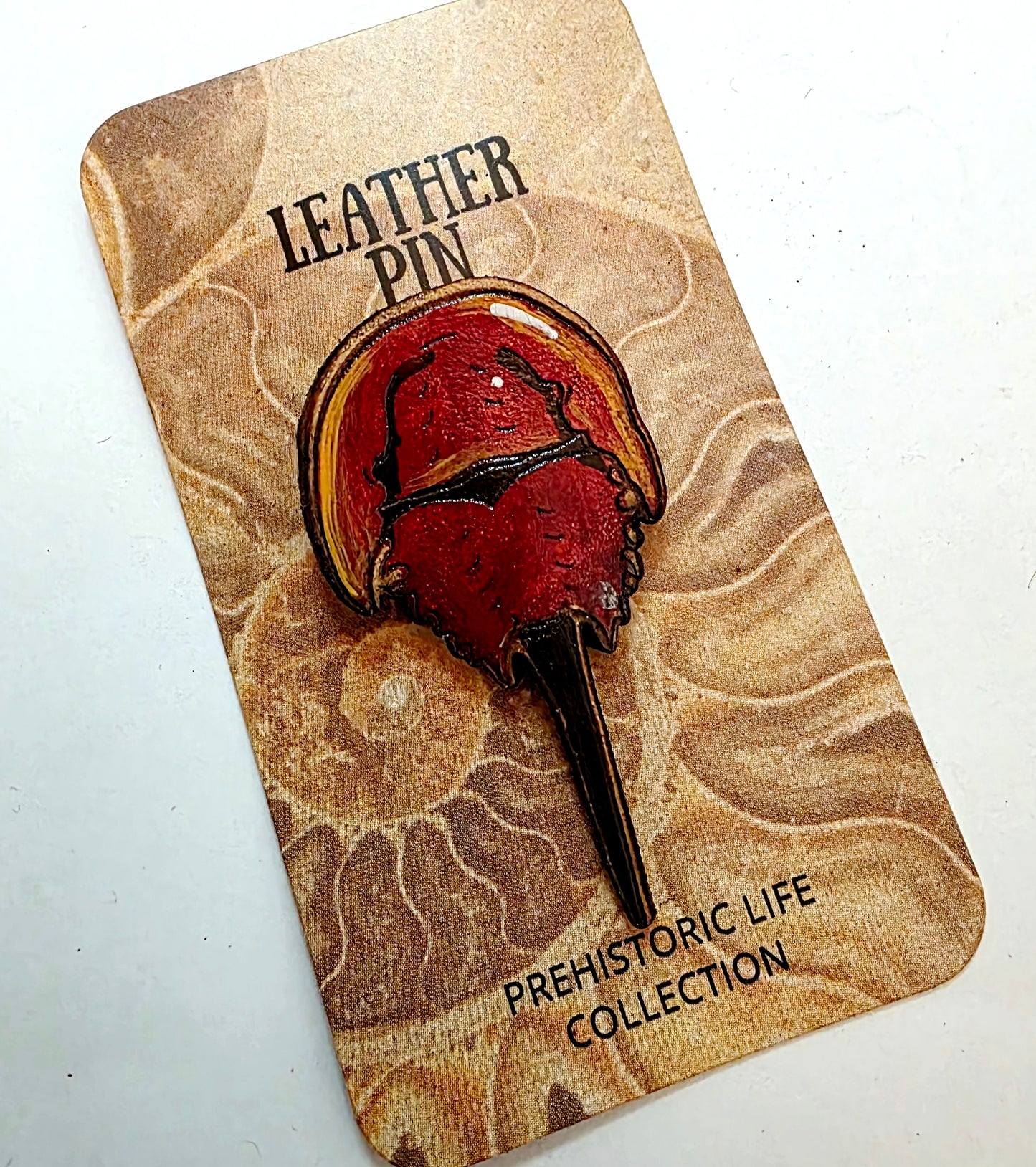 Horseshoe Crab Leather Nature Art Animal Pin