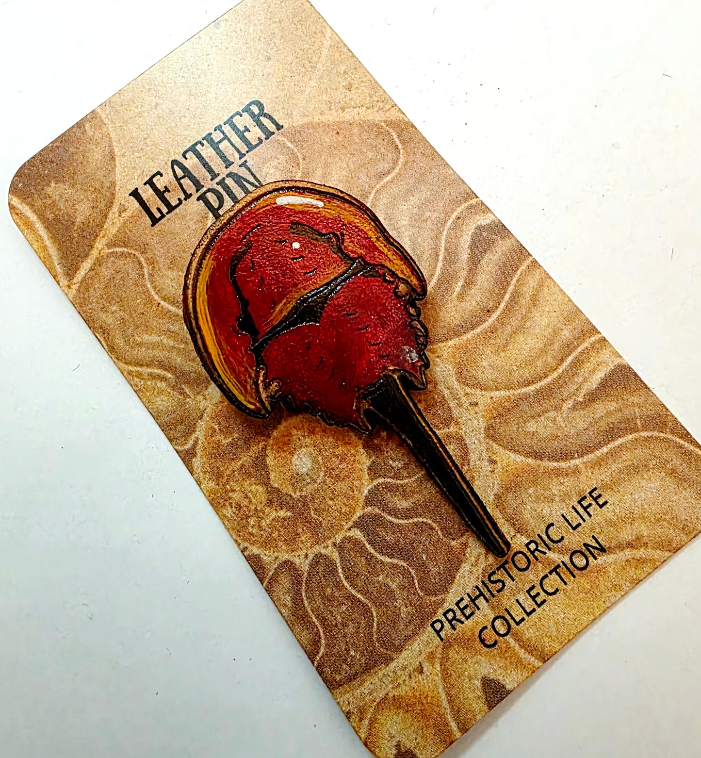 Horseshoe Crab Leather Nature Art Animal Pin