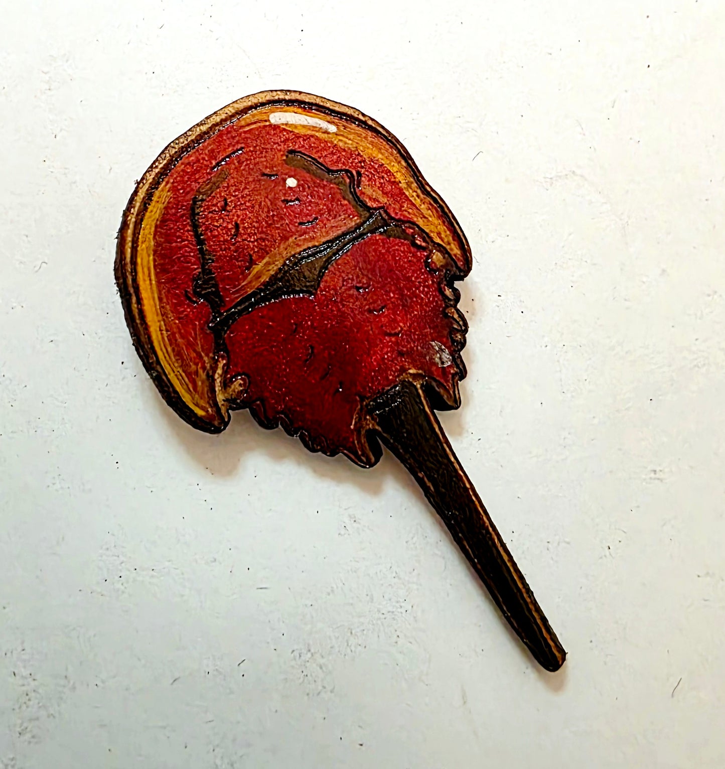Horseshoe Crab Leather Nature Art Animal Pin