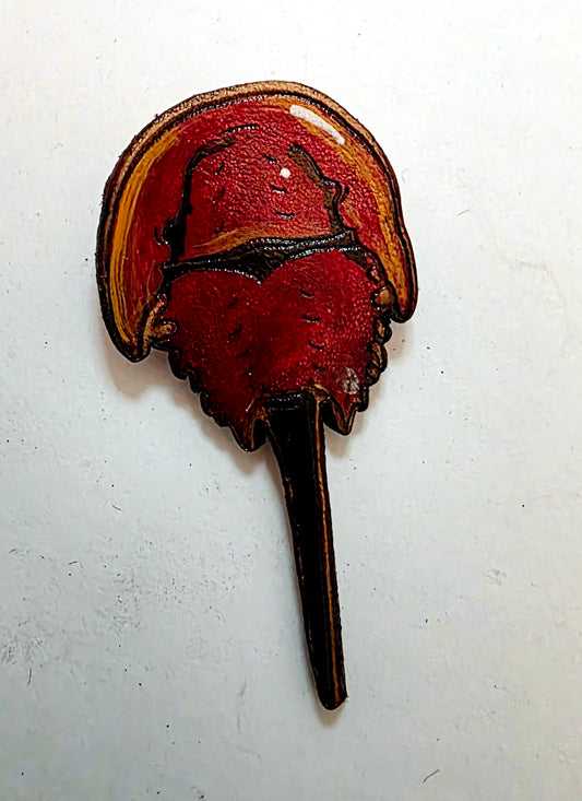 Horseshoe Crab Leather Nature Art Animal Pin