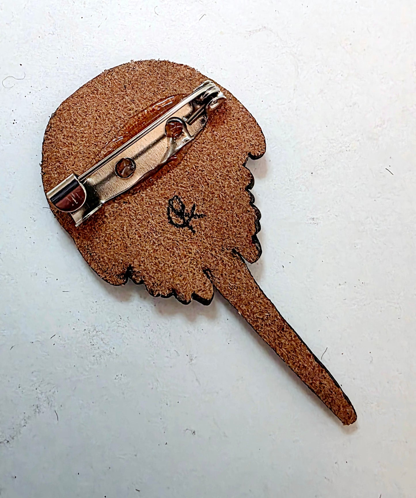 Horseshoe Crab Leather Nature Art Animal Pin