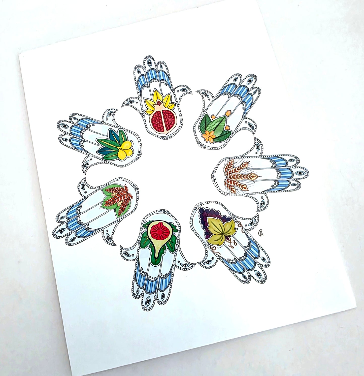 Seven Species Hamsa Print