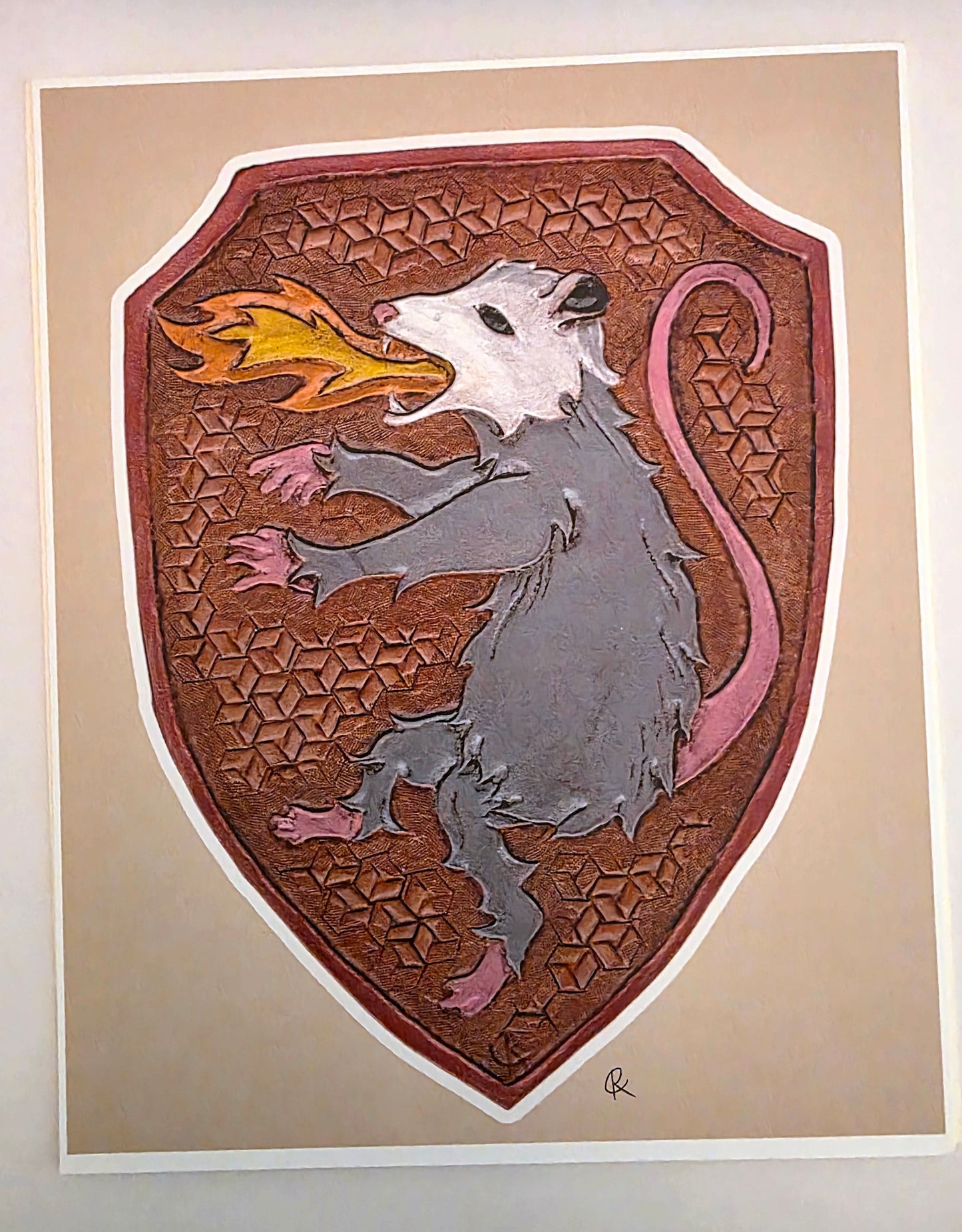 Fire-Breathing Opossum, Rampant Nature Art Reproduction