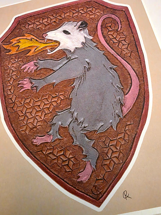 Fire-Breathing Opossum, Rampant Nature Art Reproduction