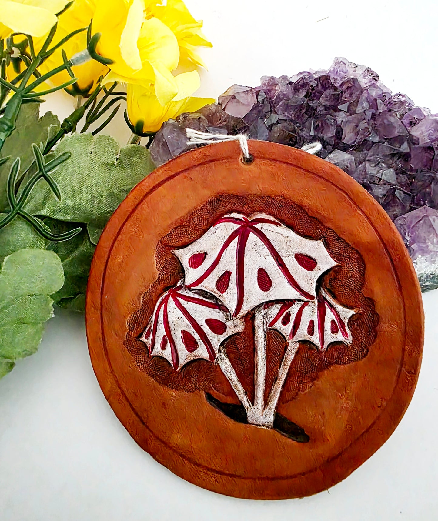 Mushroom Leather Art Rounds