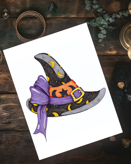 Retro Day Witch Hat Art Print