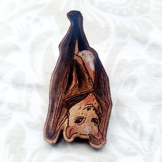 Fruit Bat Leather Nature Art Animal Pin