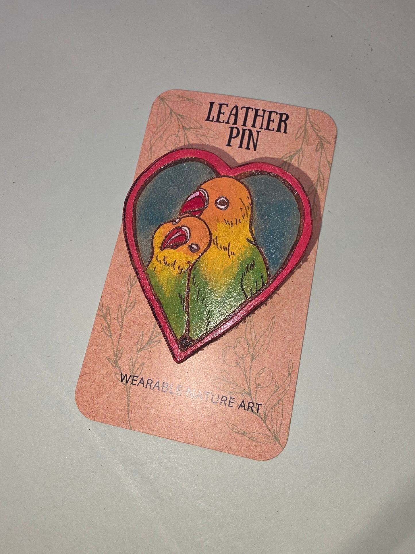 Lovebirds Leather Pin - February 2026 Limited Edition