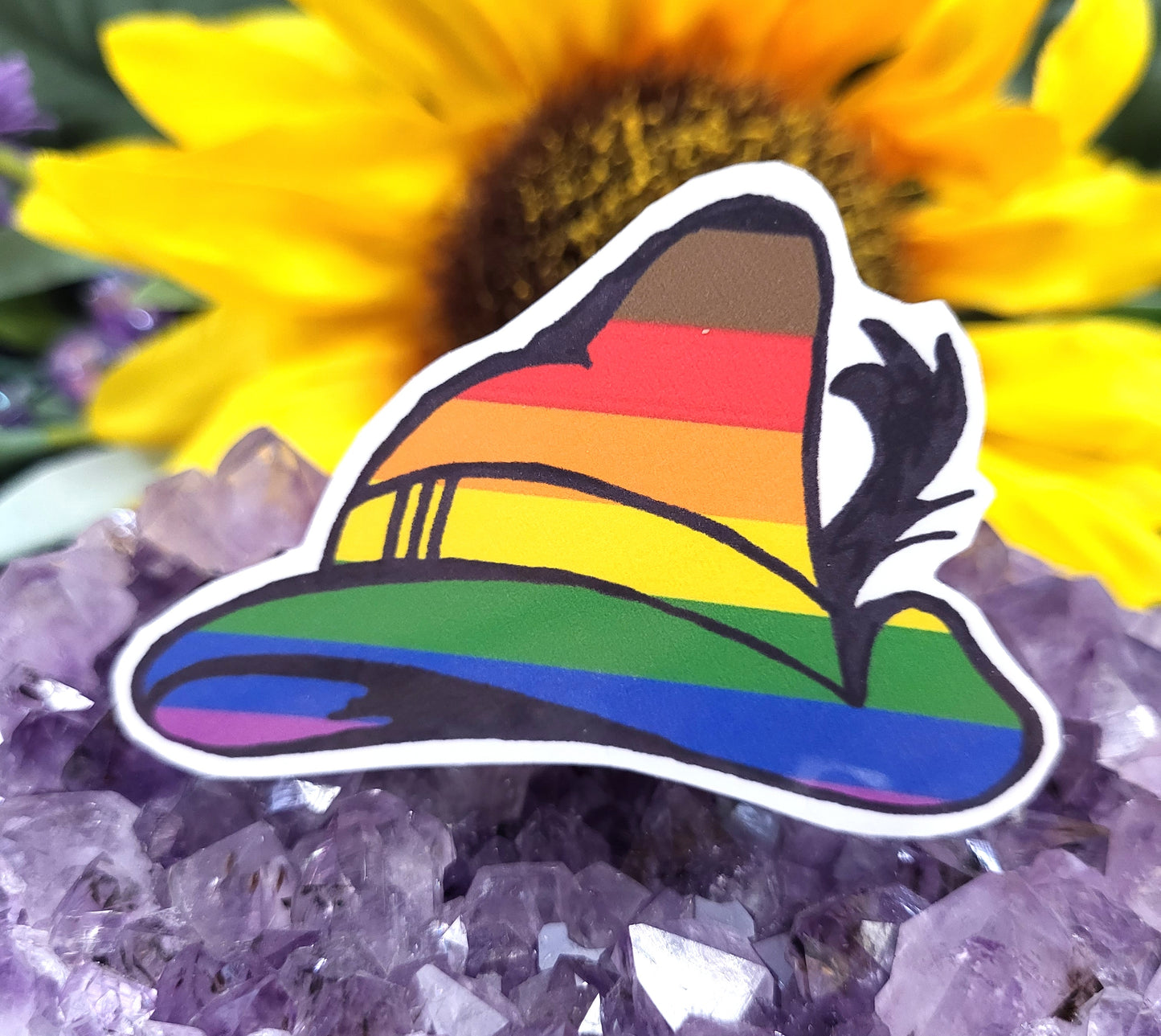Pride Flag Witch Hat Vinyl Stickers