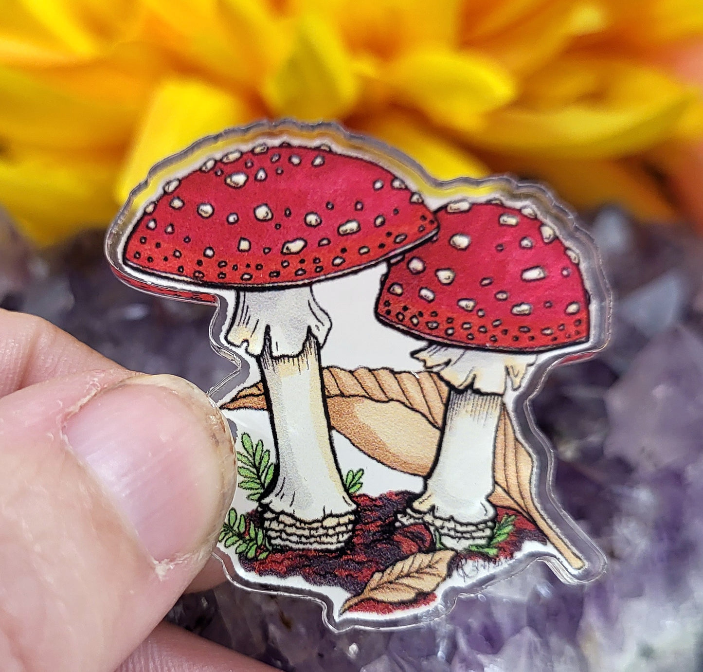 Fly Amanita Acrylic Pin